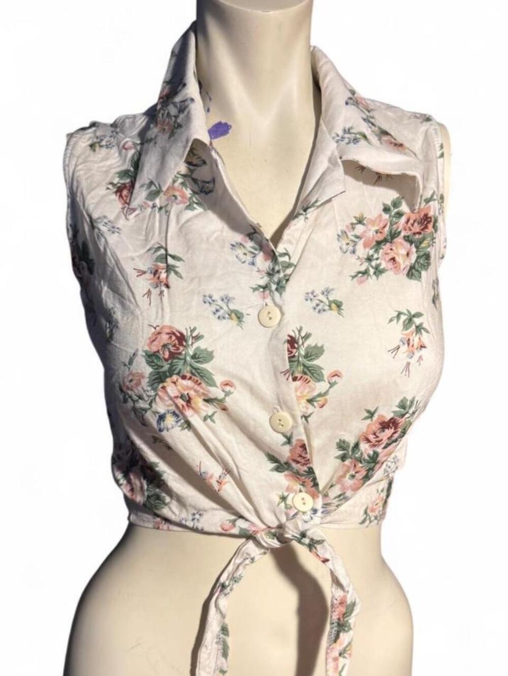 JM Collection Women's Cream and Pink Crop-top